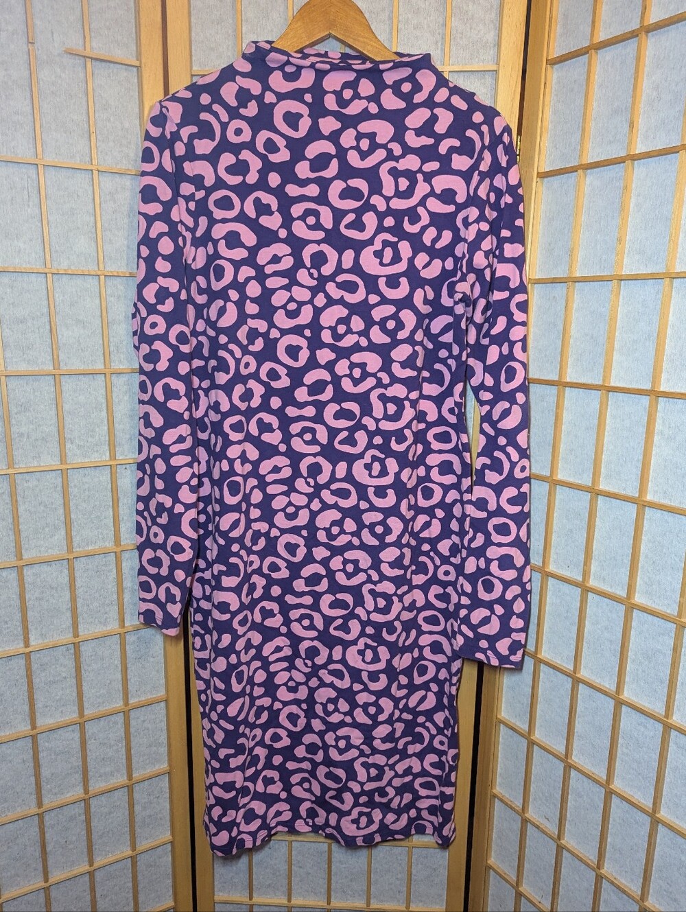 Nooworks Leopard Demi Dress Purple Midi XL mockneck